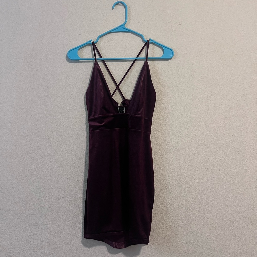 Velvet Purple Strappy Mini Dress